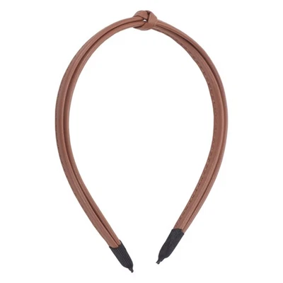 Coffee Color Thin Knotted Leather Headbands for Women Fashion Hair Accessories - Image 1 of 4