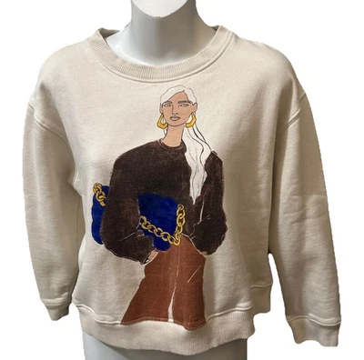 Sudadera corta estampada Zara para mujer talla mediana Foto 1 de 4