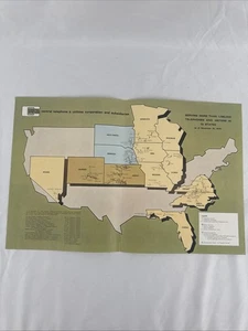 Vintage Telephone Telecommunications Map 1970 United States Central System - Picture 1 of 3