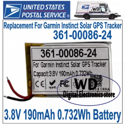 USPS 361-00086-24 190mAh reparo de bateria para rastreador GPS solar Garmin Instinct  - Imagem 1 de 2