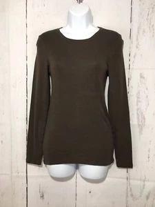 Old Navy Women's Long Sleeve Pullover Shirt Brown Size S Petite Cotton - Picture 1 of 8
