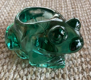 Vintage Indiana Glass Frog Candle Votive Holder Spanish Green Paperweight 5 x 3” - Picture 1 of 6