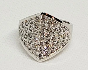 Hallmarked 925 Sterling Silver & Wide Pave Cubic Zirconias Ring - Sz 7 - Picture 1 of 6