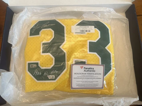 JOSE CANSECO Oakland A’s Autographed Signed Jersey 86 AL ROY NEW Cover