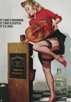 Jack Daniel`s Original Pin Up Girl Retro Metall Poster Druck Selten 19cm x 28cm - Bild 1 von 4