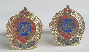 Eslabones de puño militar esmalte ROYAL ENGINEERS GV1 (KINGS CROWN) - Imagen 1 de 4