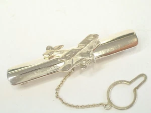 Krawattenklammer mit DOPPELDECKER aus 925 SILBER - Herrenkrawatte - Flugzeug - Zeremonie - - Bild 1 von 4