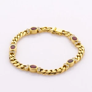 18k gold bracelet with rubies and diamonds - Picture 1 of 7