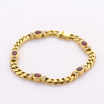 18k gold bracelet with rubies and diamonds - Image 1 of 4