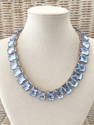 Damenkette Statement Collier Halskette Kurz Blogger Modeschmuck Goldfarben Blau - Bild 1 von 4