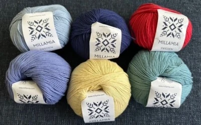 6 Balls * Various Colors * Millamia * 100% Soft Fine Cotton Yarn * from Sweden - Image 1 of 2