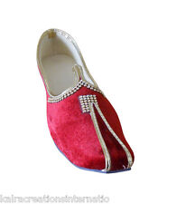 Men Shoes Leather Handmade Indian Wedding Khussa Mojaries Jutties Red Size US 6