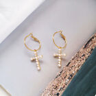 1 Paar Einfache Perlenkreuz Baumeln Ohrringe Mode Ohrstecker Eardrop Ohrschmuck