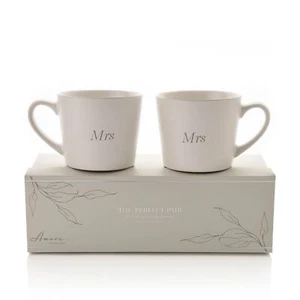 Widdop Amore Mrs and Mrs Wedding Gift Set of 2 Boxed Mugs - Unique Wedding Gift  - Picture 1 of 1