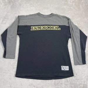 Vintage Y2K Ezekiel Shirt Mens Medium Black Gray Long Sleeve Cotton Crewneck - Picture 1 of 13