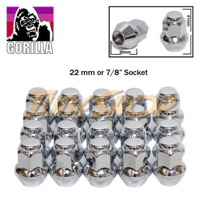 20 GORILLA EX ASIENTO GRANDE STOCK DE FÁBRICA TUERCAS 9/16" LLANTAS BELLOTA CROMADAS Foto 1 de 2