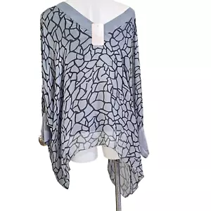 Oooh La La top gray & black marbled silk oversized festival Boho M/L - Picture 1 of 6