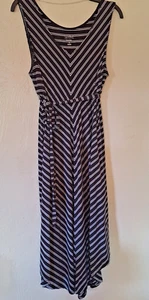 Women's Isabel Maternity Midi Dress Women's XL Black/White Stripes Sleeveless - Picture 1 of 4
