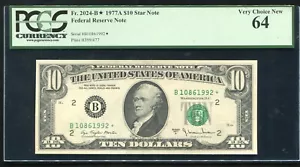 FR. 2024-B* 1977-A $10 *STAR* FRN FEDERAL RESERVE NOTE NEW YORK, NY PCGS UNC-64 - Picture 1 of 2