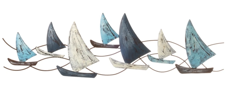 dekorative Wanddeko maritimes Wandobjekt aus Metall Motiv Segelboote  - Bild 1 von 1