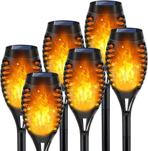 Outdoor Solar Lights, 6Pack Solar Torch Light with Flickering Flame, Garden Ligh - Picture 1 of 14