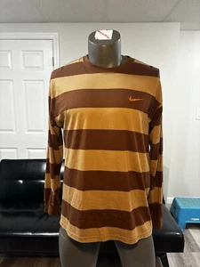 Nike SB Striped Long Sleeve Loose Fit Skate T Shirt Orange Sz Large The Nike Tee - Picture 1 of 5