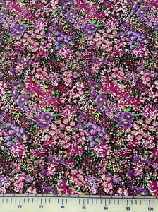 Vintage Purple floral Dressmaker Fabric 58"w x 108" Drapes Synthetic Rich Garden - Picture 1 of 10