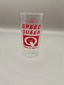 Vintage Antique Speed Queen Red Advertising Glass Measuring Glass 8 Oz. - Picture 1 of 10