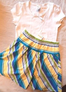 Skort Set Blues Yellows Stripe White Cotton Gymboree 2pc Girl size 4 New - Picture 1 of 3