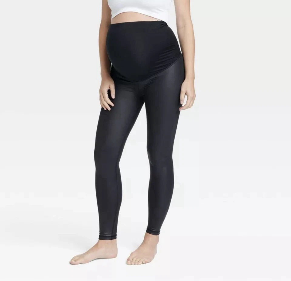 High Gloss Maternity Leggings - Isabel Maternity by Ingrid & Isabel Black