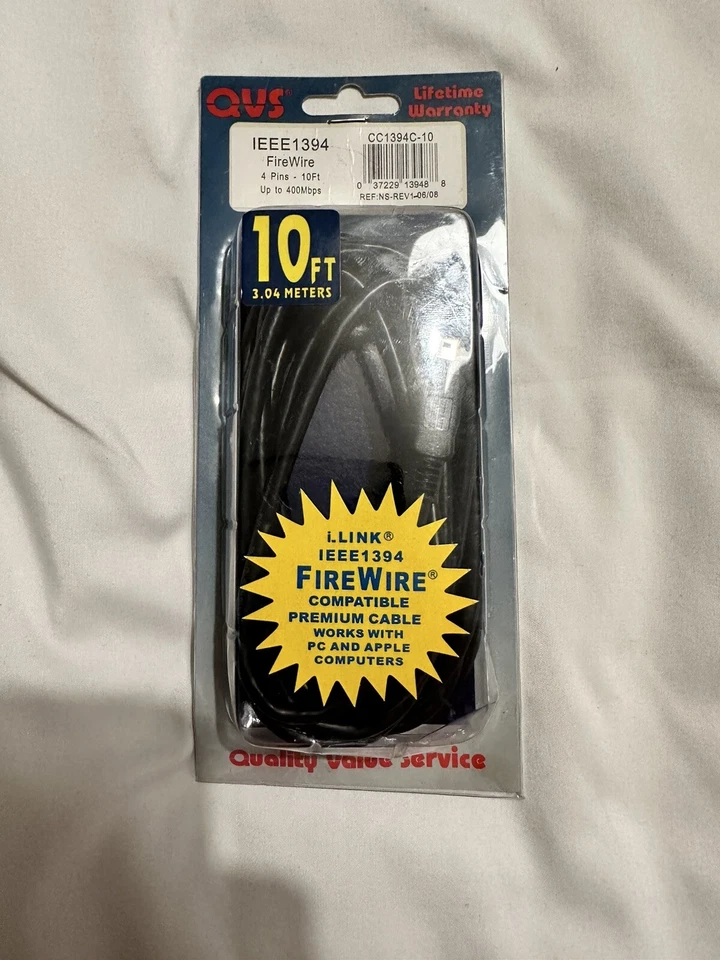 QVS 10ft. Firewire IEEE 1394 4Pin to 4Pin Black Cable - CC1394C-10 - Image 1 of 1