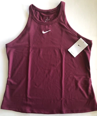 Camiseta sin mangas Nike Dri-FIT GRANDE cuello alto tenis cardinal (granate) para mujer $45 rara Foto 1 de 4