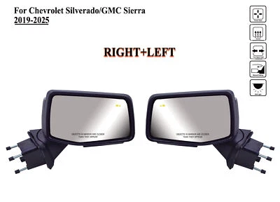 Pair Left+Right Side Door Mirror Power and Light for 19-25 Chevy Silverado 1500 - Image 1 of 4