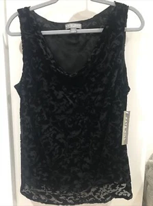 Kate Hill Burned Velvet Sleeveless Top Cowl Neck Rayon/ Silk 16W Women - Picture 1 of 14