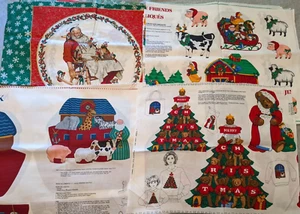 11 Christmas + Noah's Ark Fabric Panels 4 Styles Bears Farm Animals Santa Pillow - Picture 1 of 6