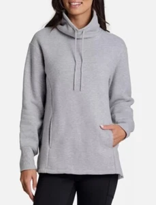 RBX Downtown Fleece Cotton Cowl Neck Tunic Sweatshirt Activewear Grey Small S - Picture 1 of 12