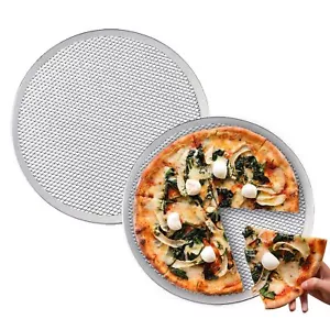 2 Pack 12" Non Stick Bakeware Pizza Screen Aluminum Baking Tray Pizza Mesh Pan - Picture 1 of 9
