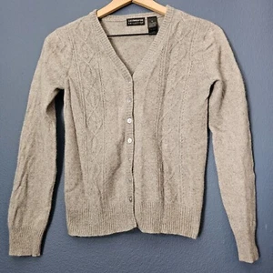 Liz Claiborne Collection Silk And Cashmere Blend Cardigan Sweater Light Grey,... - Picture 1 of 8