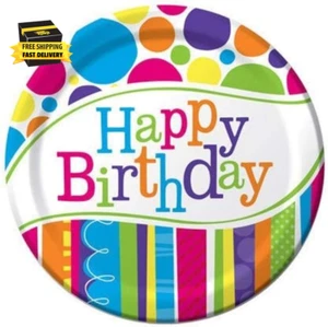 8 Count Bright and Bold Happy Birthday Dinner Plates ⭐️⭐️⭐️⭐️⭐️ - Picture 1 of 1