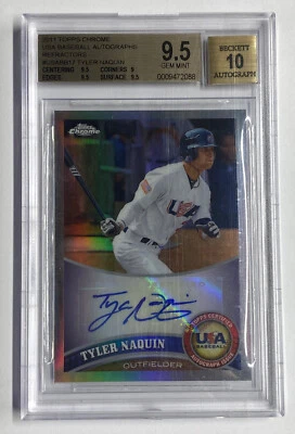 2011 Topps Chrome USA Refractor Tyler Naquin Auto 105/199 BGS 9.5 - Image 1 of 3