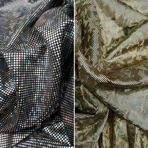Hologram Foil Knit Metallic Shiny Lycra Jersey Spandex Sequin Dancewear Fabric - Picture 1 of 7