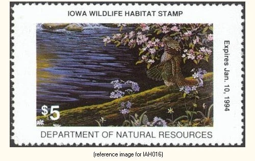 D2K Iowa Hunting Stamp 1993 $5 (grouse) - Image 1 of 1