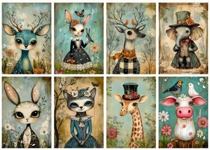ANIMALES CAPRICHOSOS Tarjetería Tarjetas Toppers Álbum de Recortes Etiquetas Papel Artesanía - Imagen 1 de 1