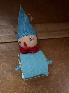 Vintage Paper & Styrofoam Blue Clown  Christmas Tree Ornament - 6 inches high x - Picture 1 of 8