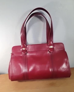 Borsa a mano Monsac in pelle rosso scarlatto borsa a tracolla borsetta lucida doppia tracolla - Foto 1 di 9