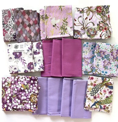 20 Pc Fat Quarter Fabric Bundle Purple, Floral, Cranes, Abstract Prints - Image 1 of 4