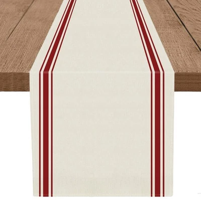 Christmas Table Runner Simple Stripe Merry Christmas Long Runners for Winter ... - Image 1 of 4