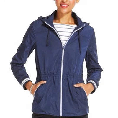Tommy Hilfiger Chaqueta de Lluvia Cortavientos con Capucha Anorak Azul Marino Cremallera Pequeña Foto 1 de 4