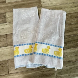 2 Vintage Jubilee Rubber Duck Ducky Bath Towel 100% Cotton Thick 48x27 USA Kids - Picture 1 of 8