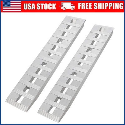 60"x12" Truck Car Trailer Ramps 2Pcs Aluminum Loading Ramps Hook End 6000LB Load Foto 1 de 4